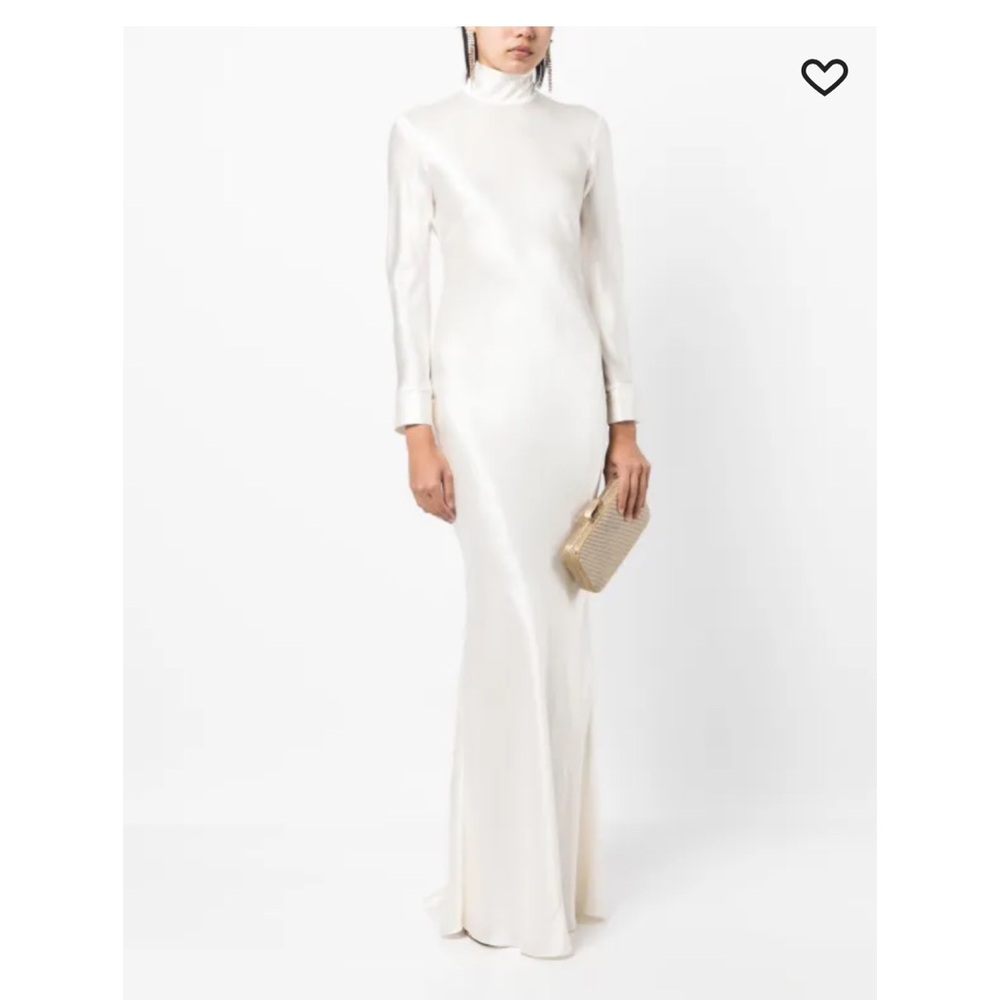 Long Sleeve Satin Maxi Dress in Ivory